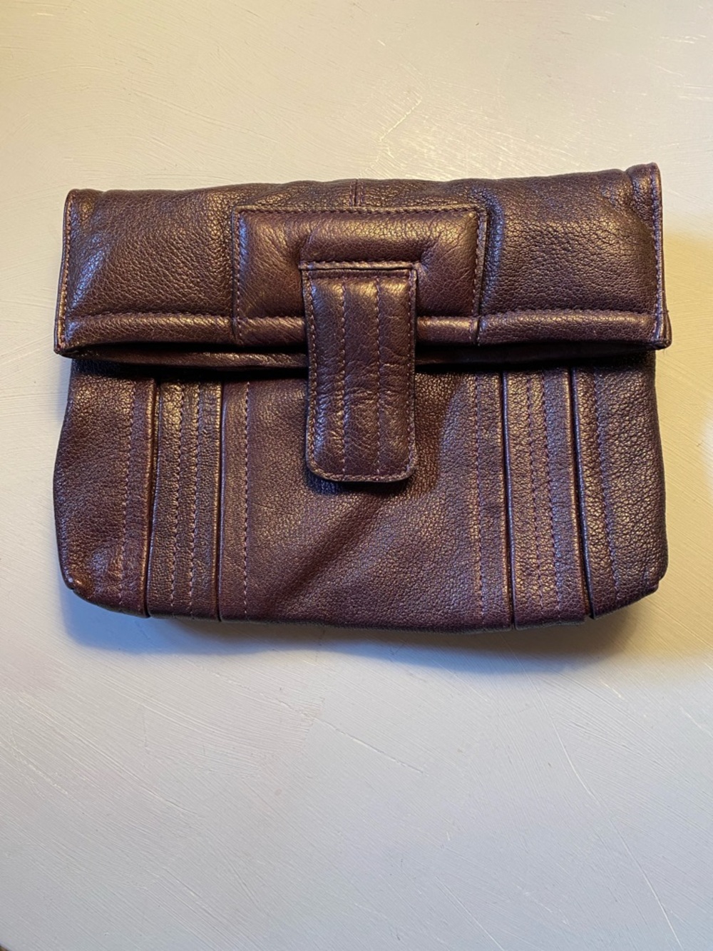Latico Eggplant Leather Clutch